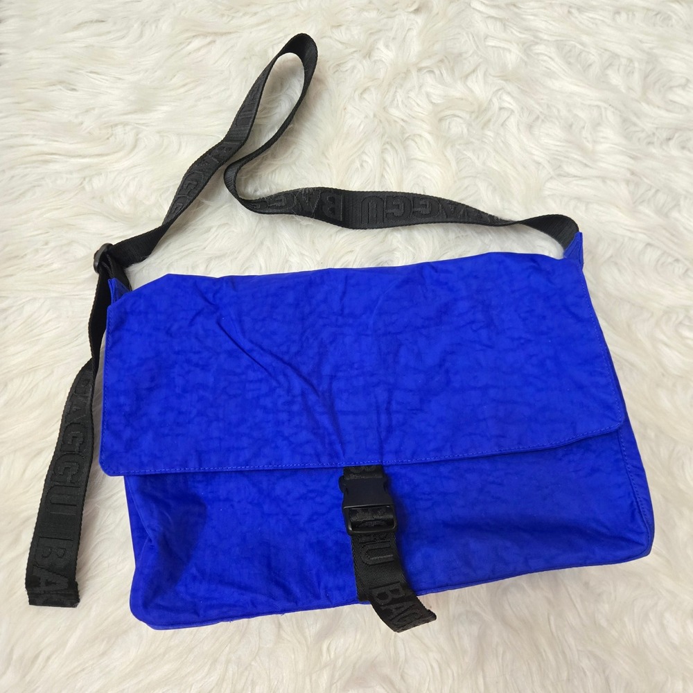Baggu Nylon Messenger Bag Lapis Blue Recycled Crossbody Laptop Sleeve NWT
